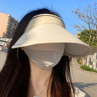 大帽檐uv空顶防晒帽女夏季防紫外线遮阳帽遮脸太阳帽骑车户外帽子