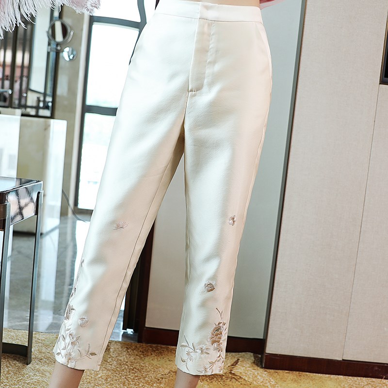 改良旗袍搭配休闲裤女复古刺绣新款秋中国风长裤直筒中式唐装裤子|ruв категории Женская одежда, брюки, брюки - от Buy2taobao.com для оказания профессиональной услуги покупки агента Taobao