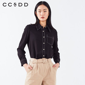 CCDD2019春装新品专柜正品时尚韩版显瘦薄款开衫衬衫女长袖上衣