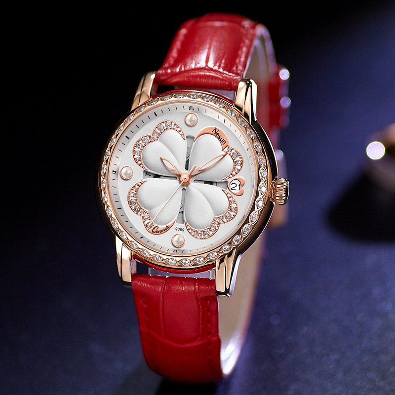 正品尼尚四叶草手表女学生韩版简约潮