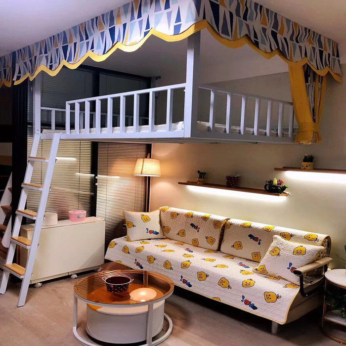 悬挂式多功能铁架吊床小户型阁楼床挂壁床loft省空间新公寓高架床