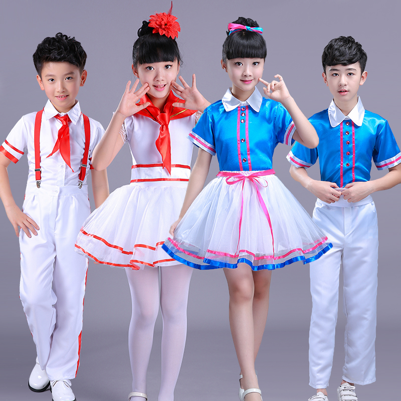 中小学生诗歌朗诵比赛服装六一儿童演出服合唱服纱裙表演服男女童