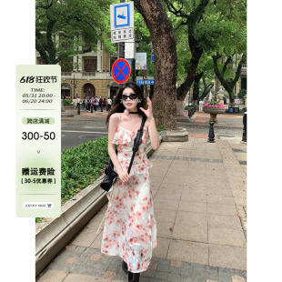 酒一自制 | 碎花吊带连衣裙女夏2024新款碎花裙长裙吊带裙小白裙