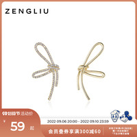 ZEGL蝴蝶结耳钉2022年新款潮小众设计高级感耳环女925银针耳饰品