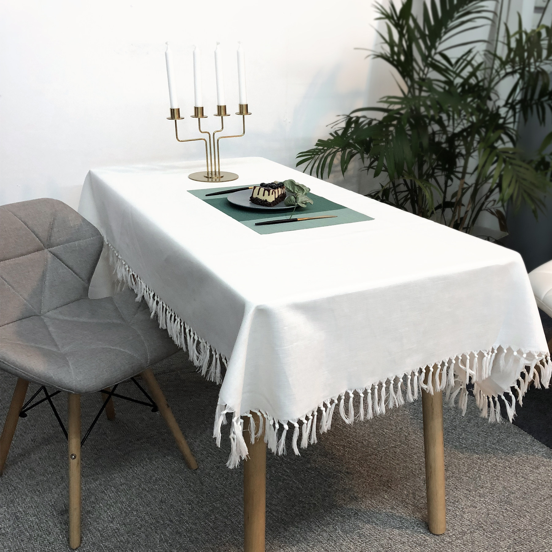 热销纯白桌布布艺 棉麻