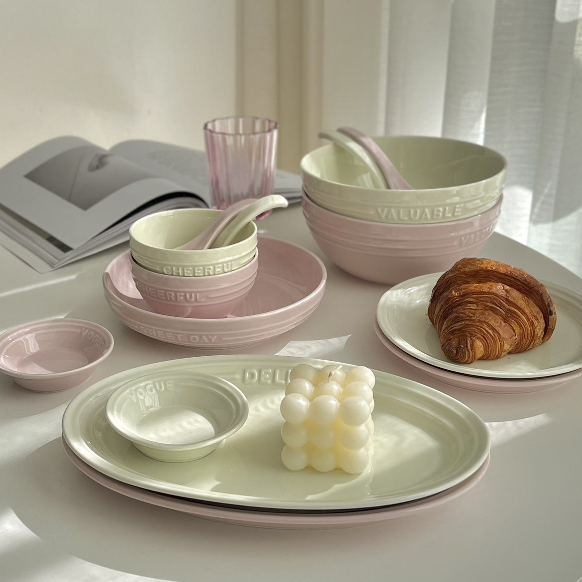 WOL HOME法式简约松露白餐具套装陶瓷家用碗盘餐盘菜盘早餐盘鱼盘