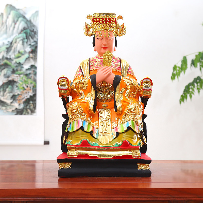 妈祖海神娘娘圣母天后七彩彩绘树脂佛像佛堂家用桌面供奉摆件12寸