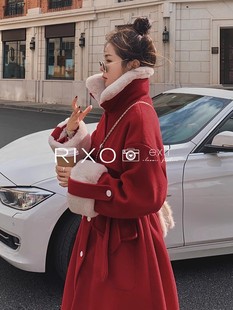 RIXO EXIT法式毛呢外套女冬季新款韩版宽松加厚小个子羊羔绒大衣