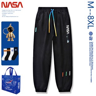 NASA运动裤男春季宽松大码潮牌胖子裤子夏季纯棉薄款冰丝速干卫裤