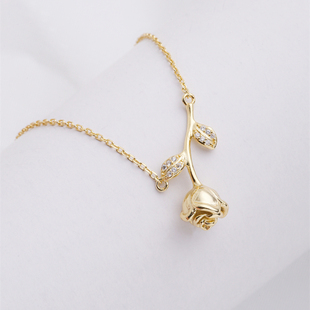 小王子玫瑰花925纯银项链轻奢小众设计感高级锁骨链新款礼物饰品