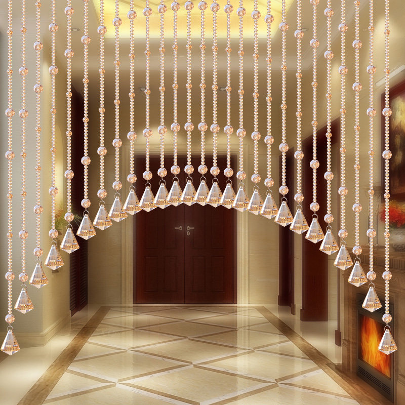 争魅新款水晶珠帘隔断帘成品帘拱形风水门帘玄关装饰客厅半挂帘子