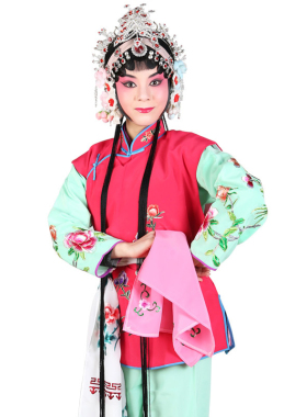 戏曲卖水丫鬟女短坎肩京剧花旦小旦服装短款坎肩马甲花旦短款绣花