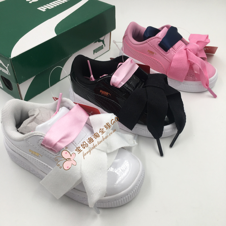 现货 美英Puma basket heart彪马童鞋漆皮蝴蝶结丝带板鞋|ruв категории детская обувь/детская обувь/между родителями и детьми обувь, спортивные туфли - от Buy2taobao.com для оказания профессиональной услуги покупки агента Taobao
