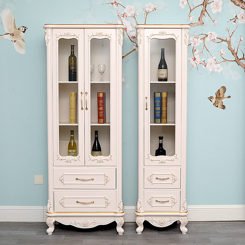 欧式现代简约实木酒柜白色小收纳柜