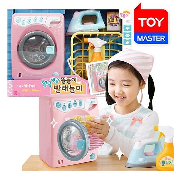 韩国mimiworld仿真洗衣机带熨斗洗洁剂玩具家电滚筒洗衣机家电