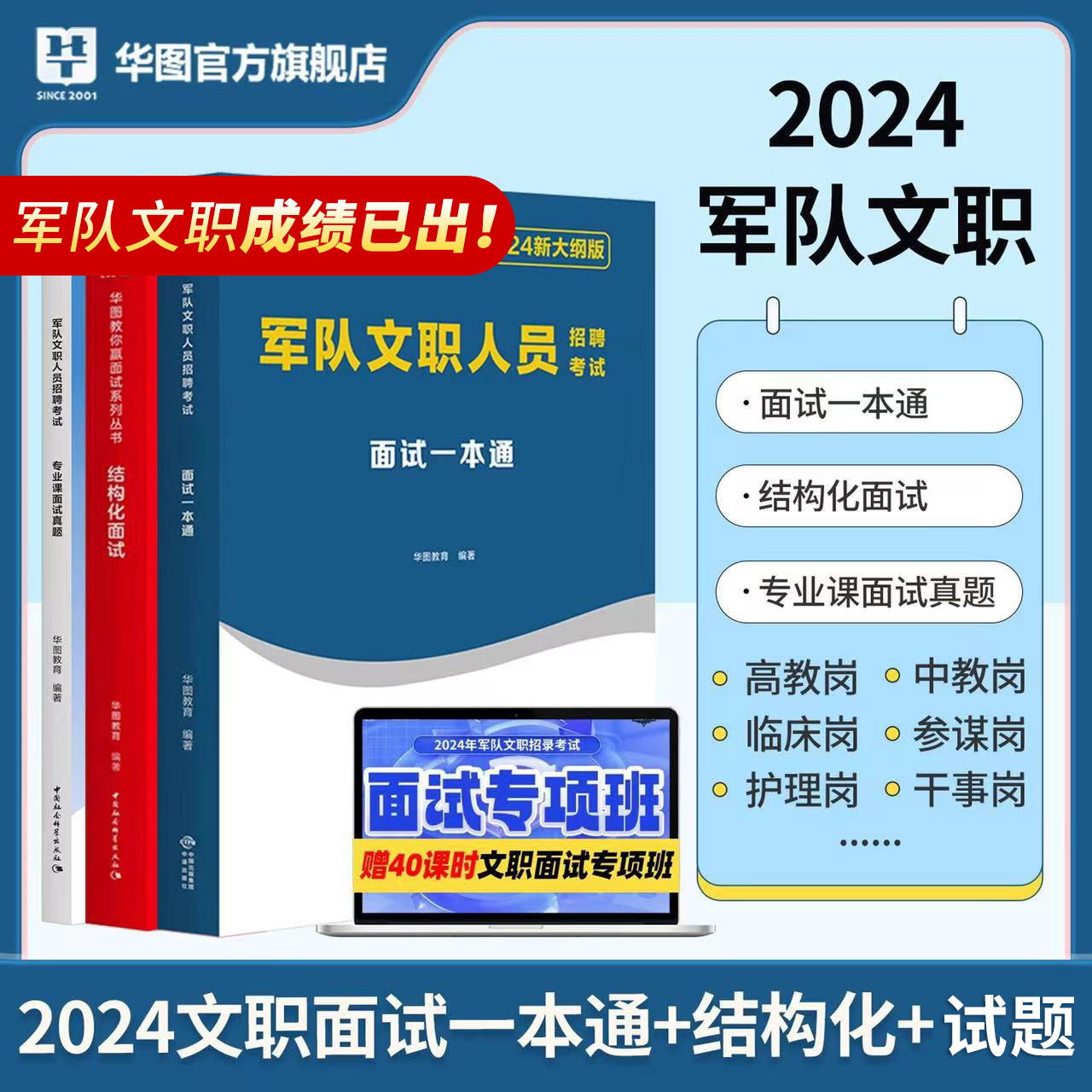 华图2024军队文职结构化面试一本通教材历年真题试卷部队文职面试热点手册结构化面试管理学护理学数学2+物理专业科目面试