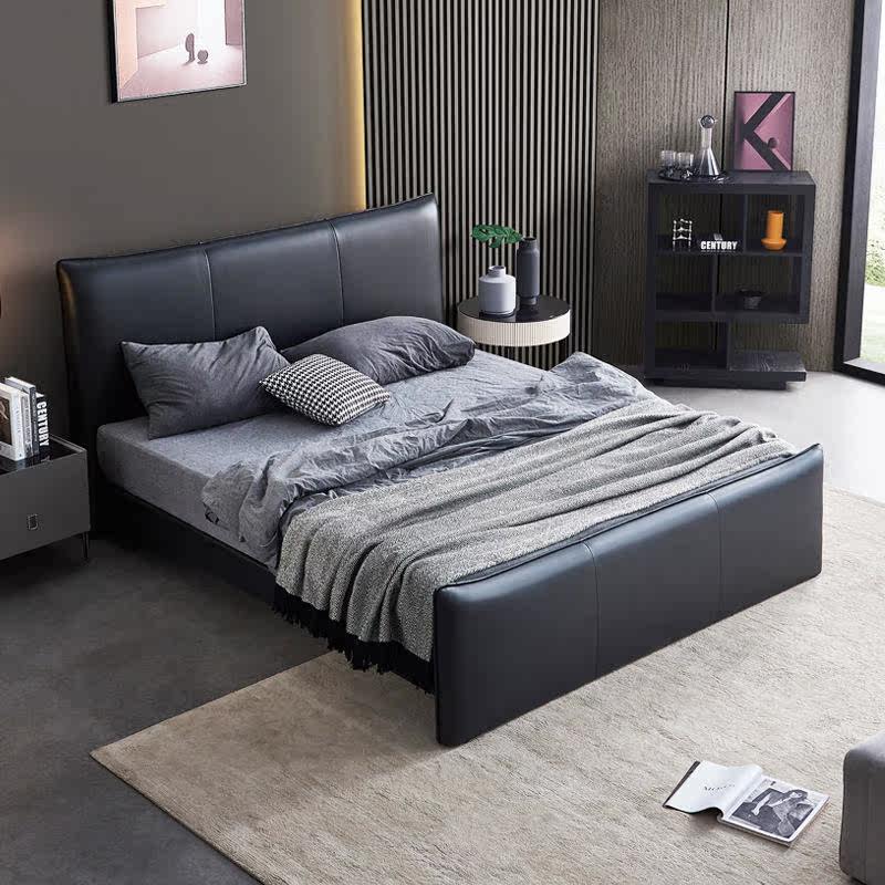 ikea宜家意式极简简奢皮床18米双人床主卧小户型软体家具真皮床