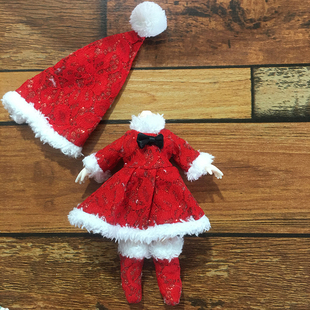 17厘米娃娃新年红裙圣诞节裙子圣诞帽16厘米娃娃可换装冬天羊毛裙