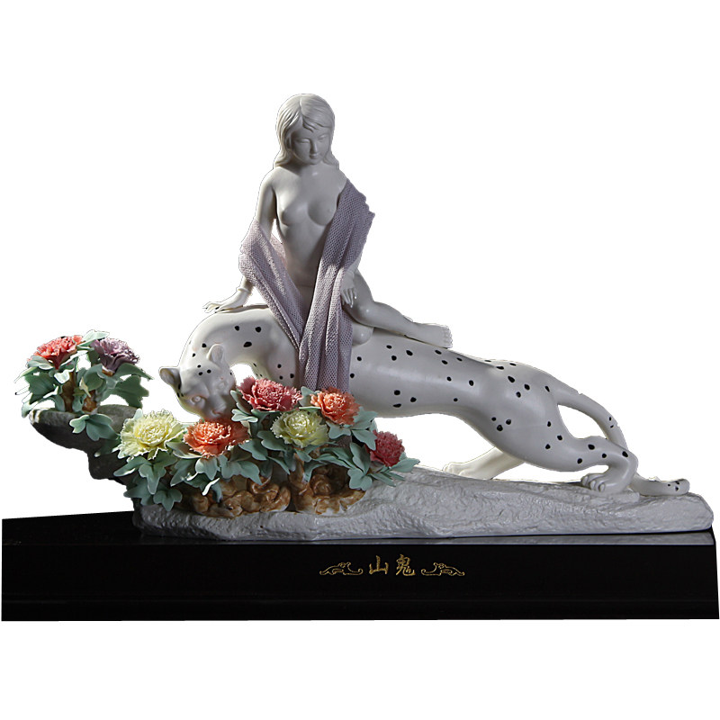 福建省工艺美术师曾来妹作品《山鬼》陶瓷艺术藏品摆件