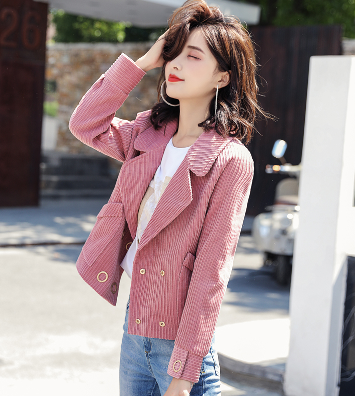 外套女士2018春季秋装新款韩版秋天粉色修身显瘦小外套短外套短款