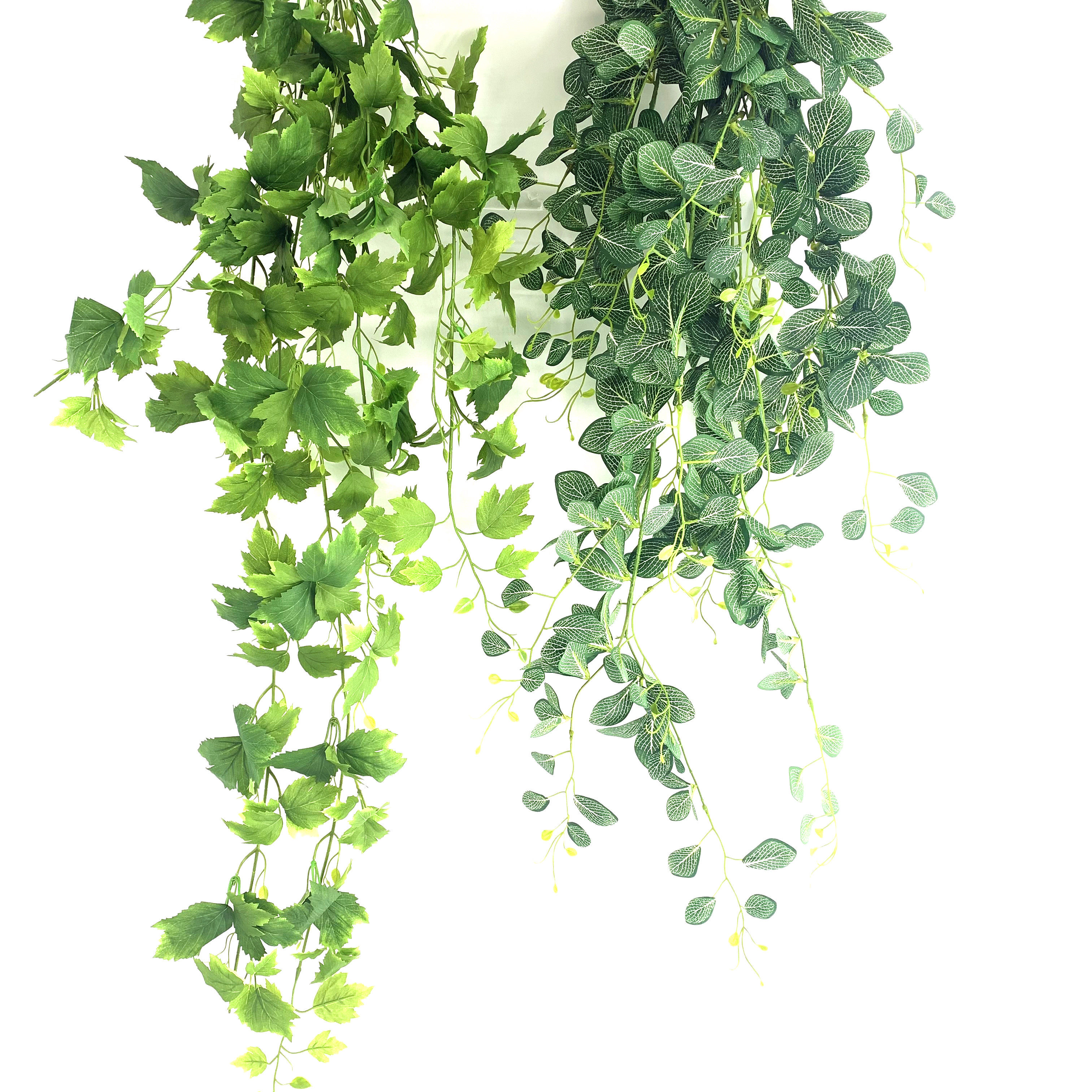 蕾欣家居仿真绿植蔓藤葡萄叶提子叶白网纹叶壁挂爬藤餐厅造景植物