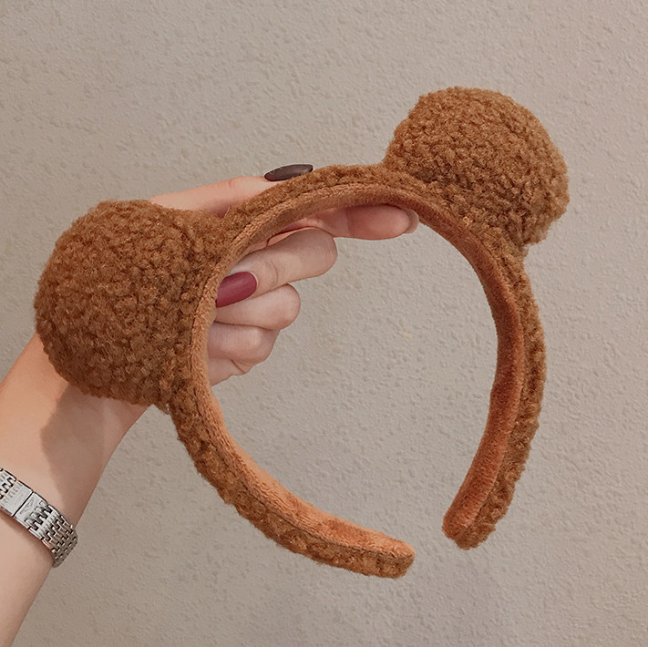 ins少女可爱卡通熊耳朵洗脸发箍发带女网红发捆韩国卖萌发卡头箍