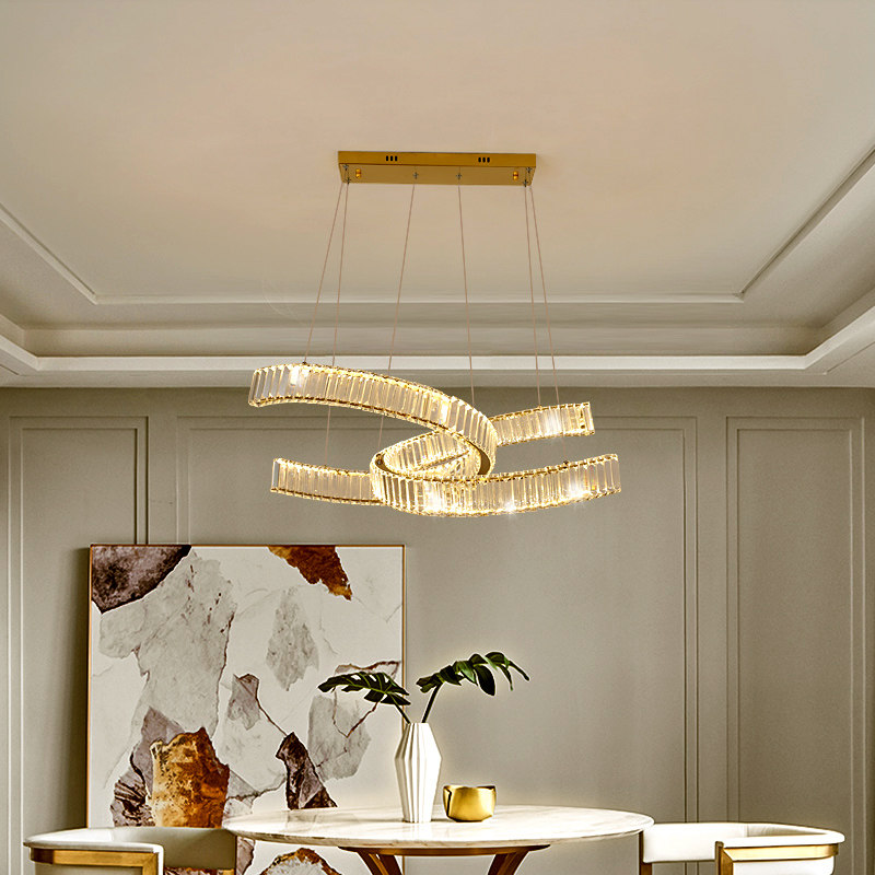 餐厅灯水晶吊灯轻奢大气设计师餐桌灯现代简约餐厅吧台吊灯新款