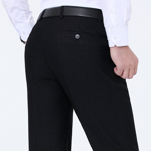 男裤休闲裤男2020年秋季裤宽松涤纶中高腰商务西裤a8629-黑灰