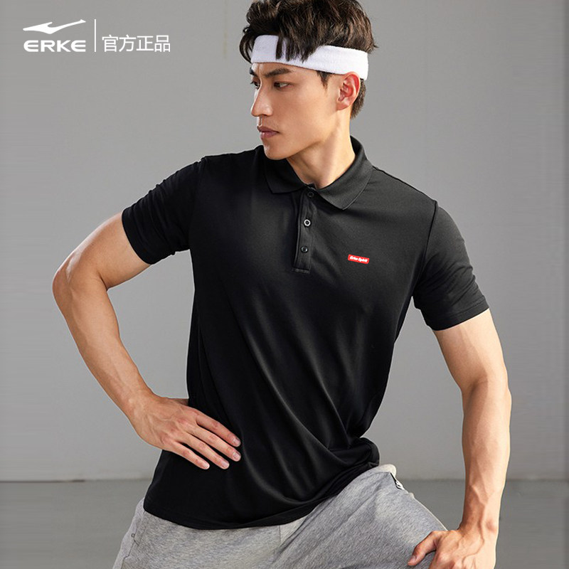 鸿星尔克官方旗舰男装运动polo衫棉质针织翻领短袖t恤透气半袖夏