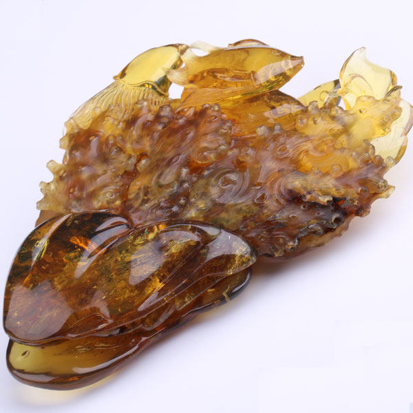 301.9g天然琥珀金珀海底世界年年有鱼珠宝珠宝摆件