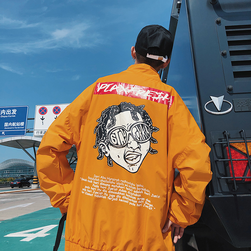 2019秋季长袖夹克欧美港风嘻哈宽松百搭印花简约男士潮牌教练外套在类目 男装, 夹克中 - 来自Buy2taobao.com提供专业的淘宝代购服务