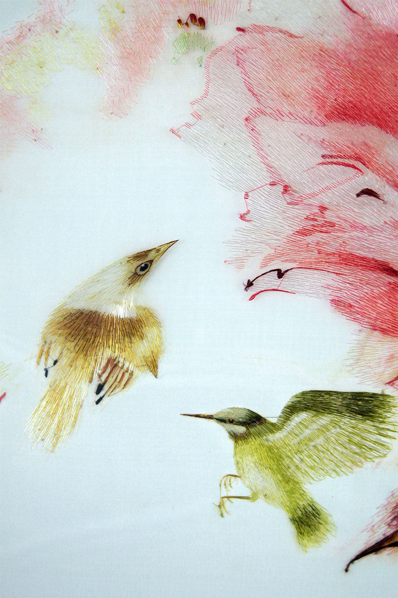 苏绣单面绣《陈志才花鸟》刺绣