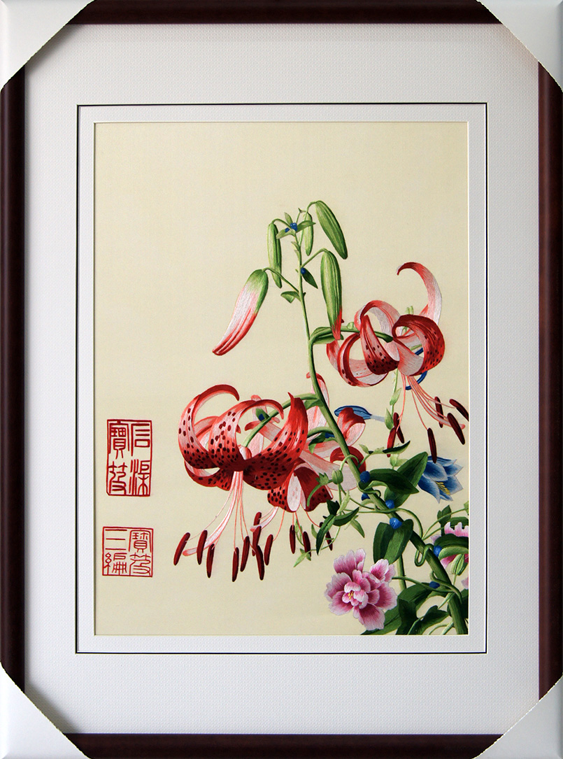 苏绣单面绣 《郎世宁花鸟》刺绣