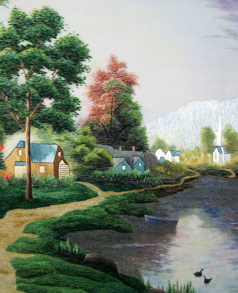 苏绣单面绣《油画风景》刺绣