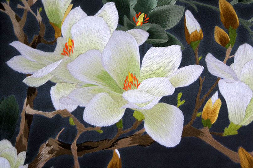 苏绣单面绣 《夜玉兰》