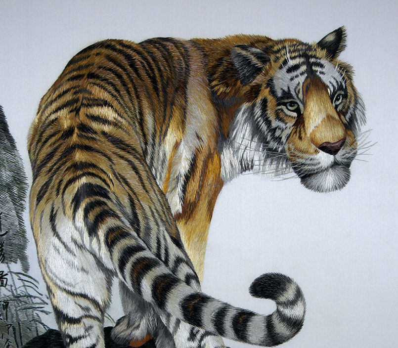 苏绣单面绣 姚叶《兽中王》刺绣