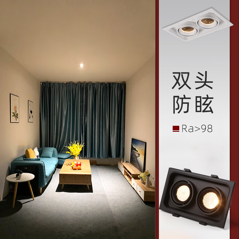 LED嵌入式双头射灯无主灯照明设计客厅方形防眩COB天猫精灵智能灯|ruв категории награду материалов, огни освещения, прожектор - от Buy2taobao.com для оказания профессиональной услуги покупки агента Taobao