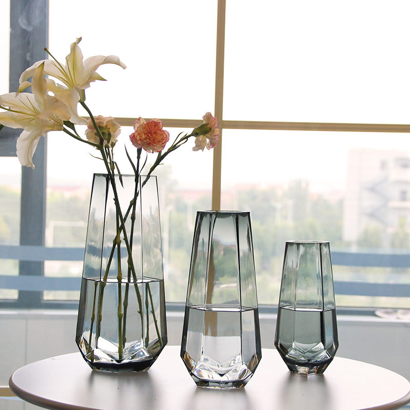 北欧玻璃花瓶透明 简约创意大号客厅