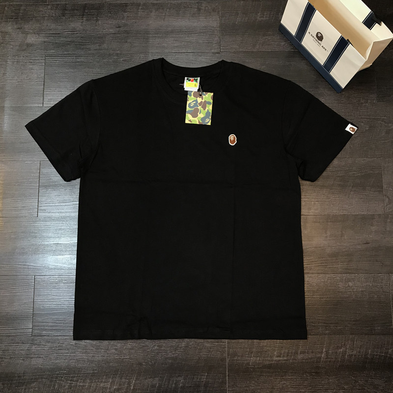2022日系潮牌bape猿人头刺绣小标纯棉半袖夏季宽松男女款短袖t恤