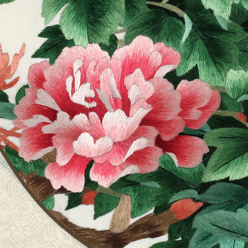 v【直供】国家非遗湘绣 牡丹《花开富贵》 手工刺绣单面绣卷轴