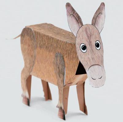 立体折纸手工diy模型剪纸 仿真可爱 卡通动物 驴子 骡 3d纸模制作