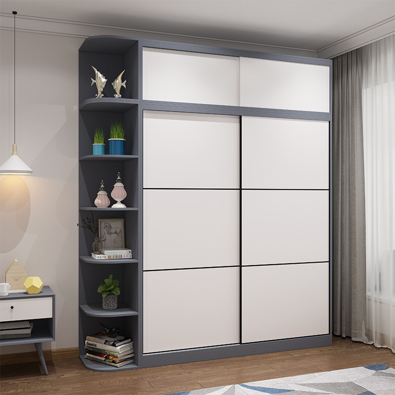 北欧简约现代衣柜小户型卧室推拉门衣橱衣帽柜定制整体移门组装柜