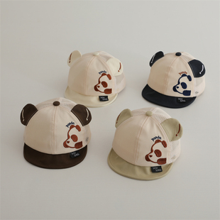 超萌熊猫婴儿帽子夏季薄款网眼软檐男女宝宝鸭舌帽可爱遮阳防晒帽