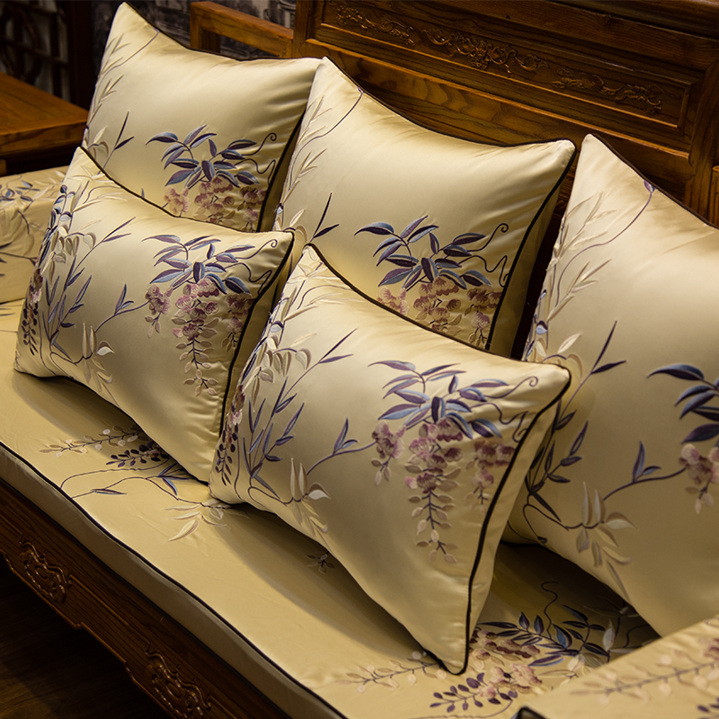 中式红木沙发坐垫实木家具圈椅垫高密度靠垫罗汉床垫子五件套防滑