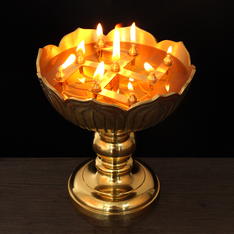 信仰家居的优惠券大全—黄铜供佛油灯液体香油灯酥油灯座长明灯佛供灯