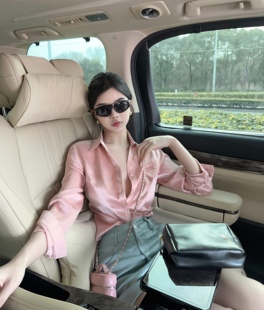 夏媛原创 显白神色 粉色衬衫女高级感2023春季新款设计感长袖上衣