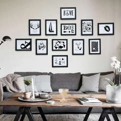 黑白相框创意挂墙组合 照片墙 7寸相框墙现代简约客厅欧式相片墙