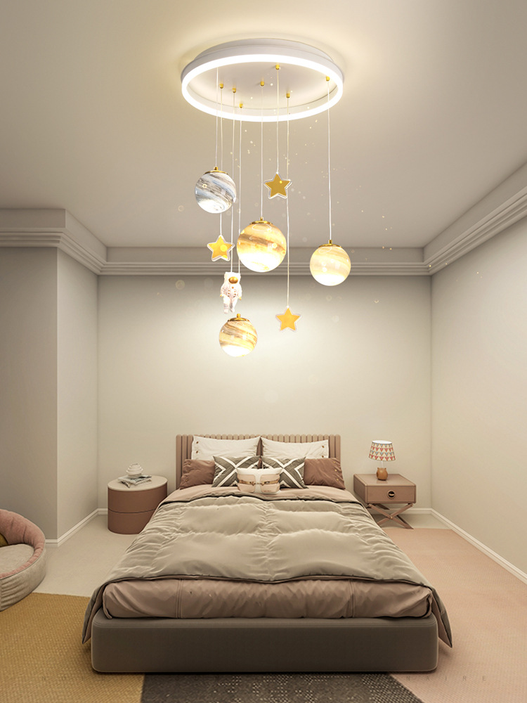 男孩女孩儿童房间吊灯创意流浪地球公主房卧室灯网红太空星球灯具