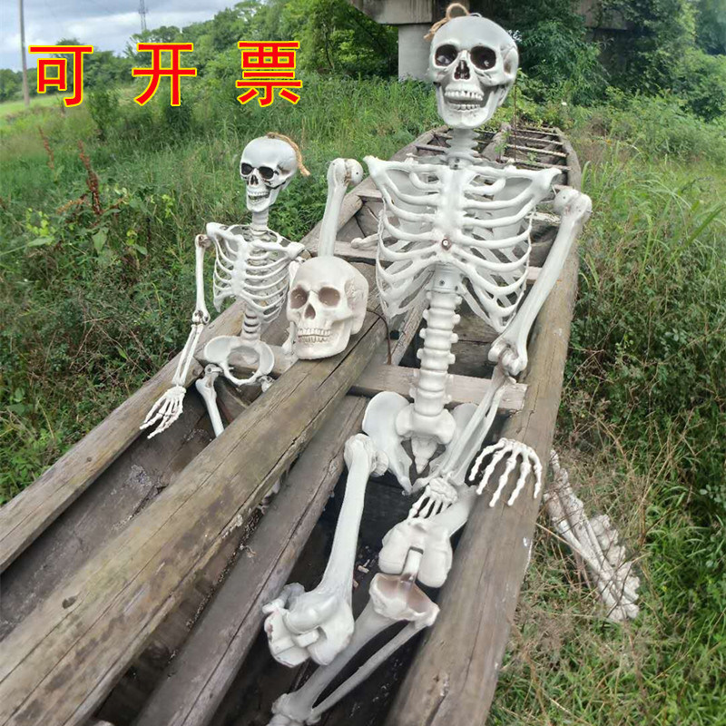 万圣节道具骨架人人骨骨骼鬼屋密室恐怖场景骷髅骨架人体摆件吊鬼