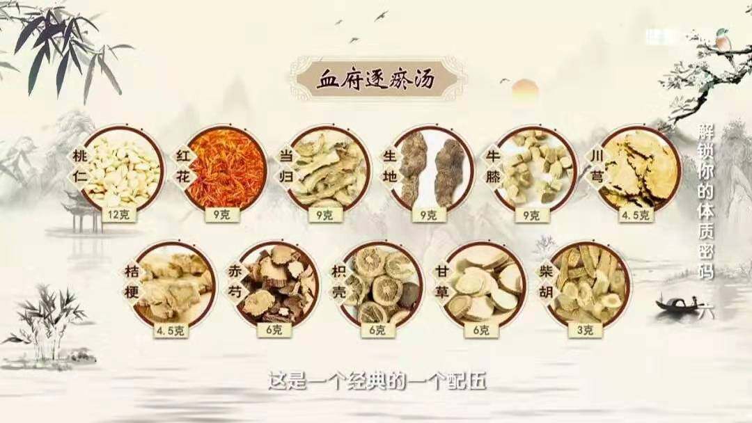 健康之路推荐血府逐瘀汤原料 活/血/化/淤/行/气/止/痛瘀改善血瘀